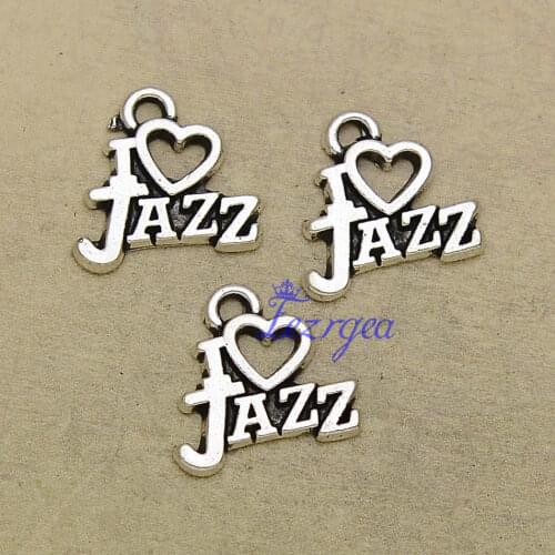 30pcs/lot--15x14mm, Antique silver plated I Love Jazz charms,DIY supplies,Jewelry accessories