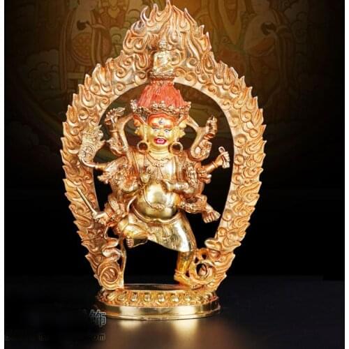 33cm large ## bless Safety Health Talisman #efficacious Protection Nepal Gold-plated gaza palletizer Vajra Buddha statue