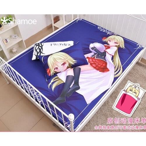Anime Cartoon TRINITY SEVEN Milk Silk Mattress Cover Fitted Sheet Fitted cover bedspread counterpane