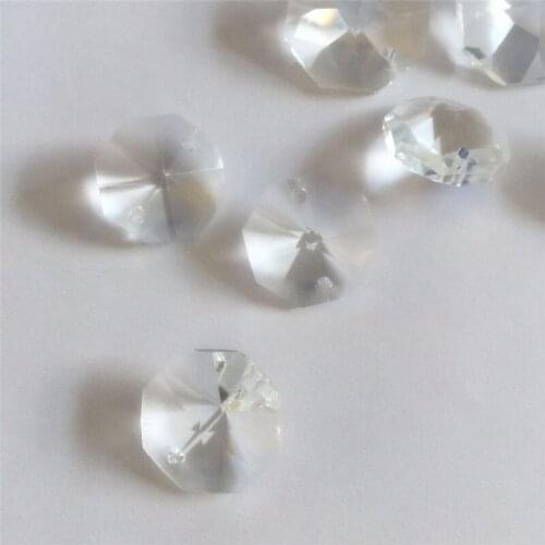Free Shipping 100pcs/lot 16mm crystal glass octagon beads 2/two holes glass crystal chandelier beads for party event decoration