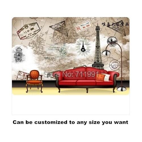 Free shipping large 3D map of personalized TV backdrop of the Eiffel Tower wall TV backdrop wallpaper Wallpaper