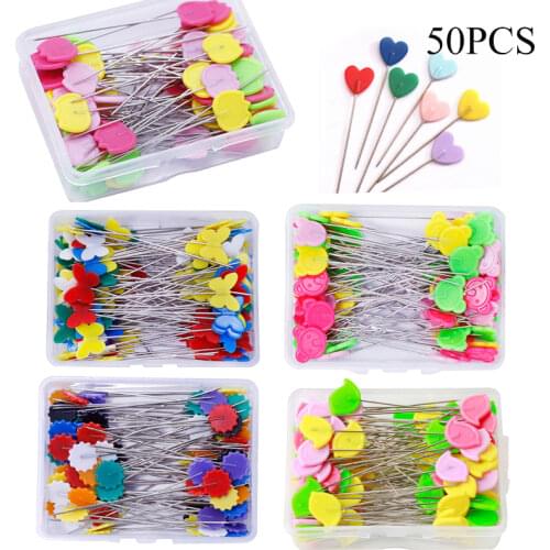 50pcs/box Dressmaking Pins Embroidery Patchwork Pins Mixed Color Sewing Patchwork Pins DIY Sewing Tool Needle Accessories