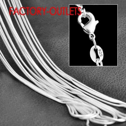 10pcs Wholesale Pure Genuine 925 Sterling Silver Snake Necklace Fashion Necklace Chain Top Quality Multi Size 16''-30'' Big Sale