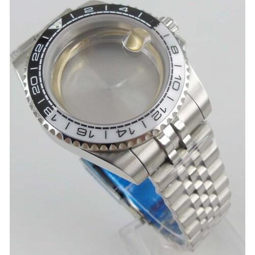 40mm Watch Case Waterproof SUB Jubiless bracelet Sapphire glass black ceramic bezel Fit 2813 Miyota 8215 ETA 2836 movement C97