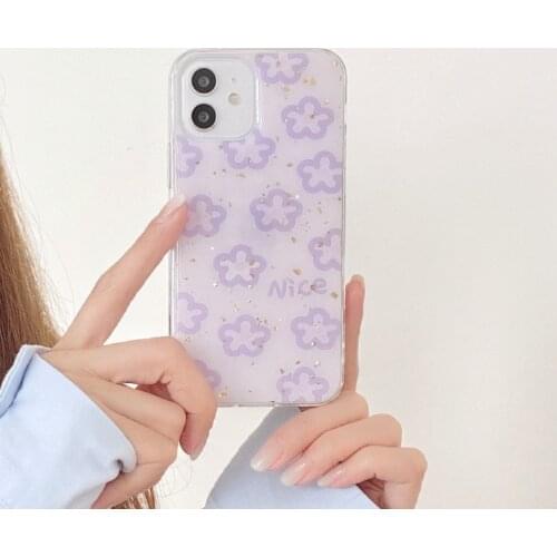 Retro Sweet line kawaii gold leaf Flowers art Phone Case For iPhone 11 12 Pro Max Xr Xs Max 7 8 Plus 7Plus case Cute Soft Cover