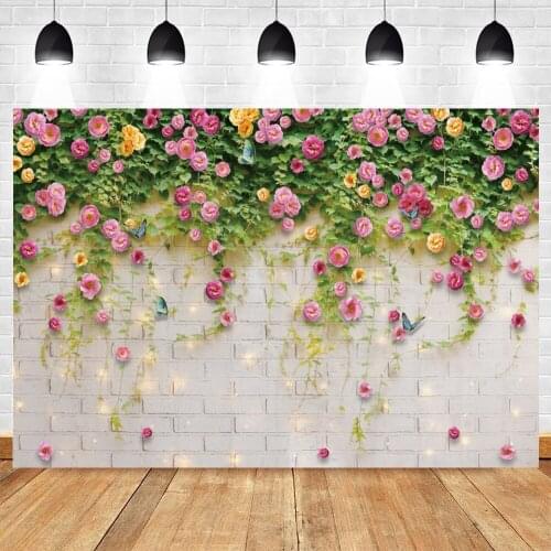 Yeele Weeding Backdrop Glitter Brick Wall Flower Birthday Photocall Party Decor Background Photography Photo Studio Photographic