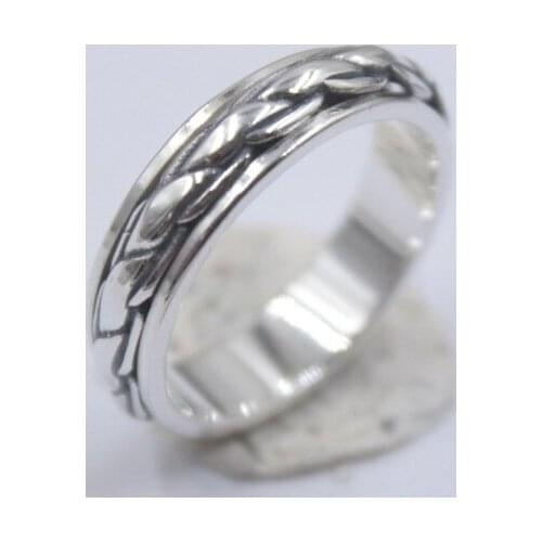 Pure 925 Sterling Silver Ring Band 5.5mm Rope-Pattern Ring Size from 6.5-12 For Unisex