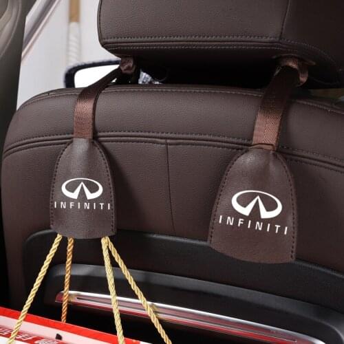 2Pcs PU Leather Car Seat Back Hooks Portable Hanging Bag Rack For Infiniti Q50 Q50L Q60 Q70L QX30 QX50 QX60 QX70 QX80 ESQ FX35