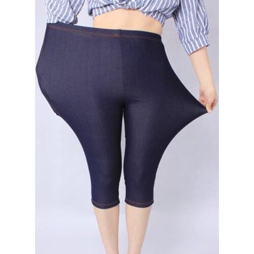 New Arrival Summer Style High Quality Women leggings Super elastic Denim soft breathable 5XL Plus size womens Mid-Calf pants