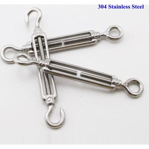 M5~M24 304 Stainless Steel Turnbuckle Flange Bolt Hook Wire Rope Tension Device Shading Net Tarpaulin Installation DIY Tools