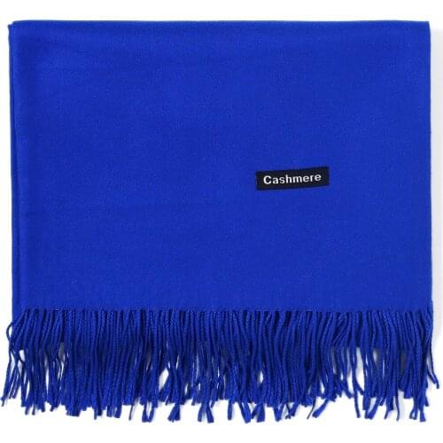Fashion Cashmere Scarf Shawl Solid Autumn Winter Wrap Warm High Quality Soft Hijab Thick Lady Women Pashmina Luxury Wool Blue