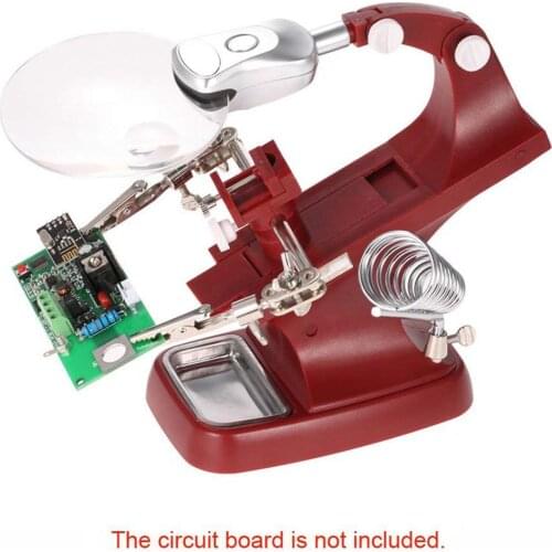 Multi-functional 3X/4.5X Welding Desktop Magnifier with 2 LEDs Alligator Clip Helping Hand Soldering Holder Repair Magnifier