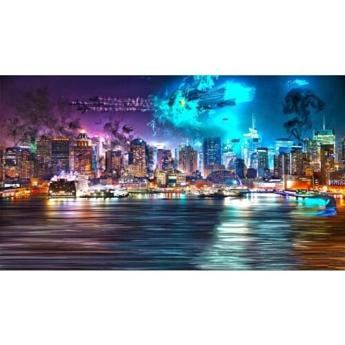 JMINE Div 5D New York City Skyline Night Full Diamond Painting cross stitch kits art Scenic 3D paint by diamonds