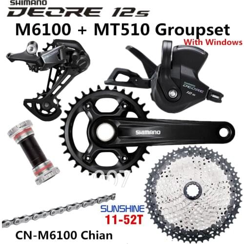 SHIMANO DEORE M6100 Groupset 34T Crankset Mountain Bike Groupset 1x12-Speed 10-51T 11-51T M6100 Groupset + MT510 crank