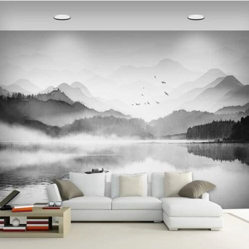 Custom Mural Wallpaper Chinese Style Black And White Artistic Landscape Fresco Living Room Study Home Decor Wall Paper 3D Tapety
