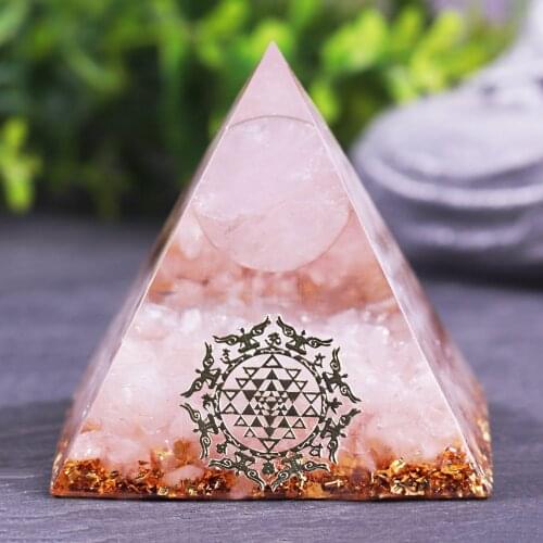 Natural Rose Quartz Sphere Orgonite Pyramid Reiki Chakra Energy Orgone Pyramide Collection Emf Protection