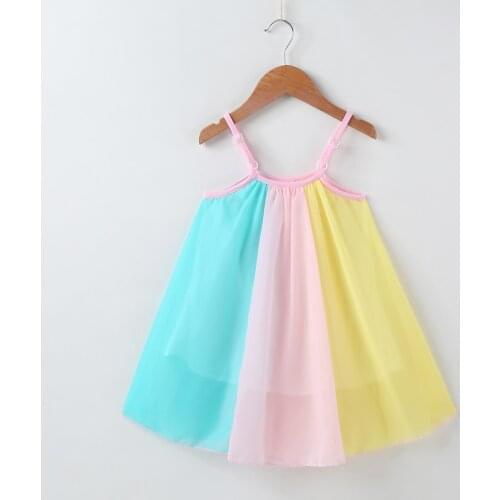 New Dress for Girl 2020 Summer Kids Clothing Cotton Cute Casual Pretty Color Block Sleeveless Princess Dress Vest Dresses Girls