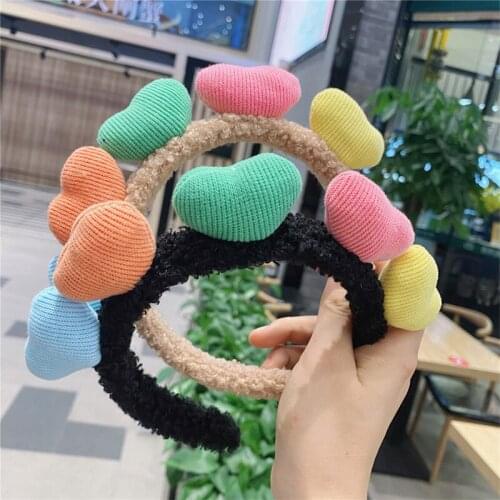Fashion Heart Headband for Women Girls Wash Face Turban Makeup Elastic Hair Band Coral Fleece Headwrap Hair Accessories Gifts