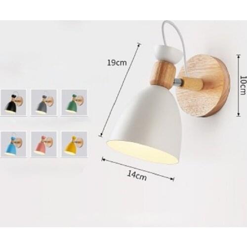7 Color Simple Wall Lamp For Bedroom Nordic Fashion Personality Solid Wood LED Lamp Living Room Bedside Sconce Lamp Wall Lights