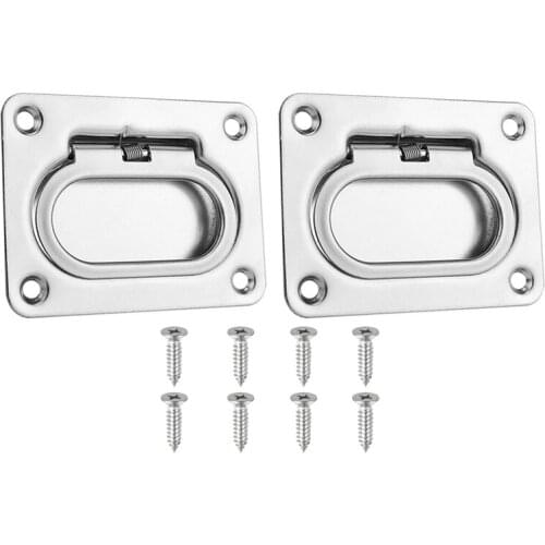 Rectangular Recessed Hatch Spring Loaded Lifting Ring for Powerboat and Sailboat Decks Recessed Pull Ring