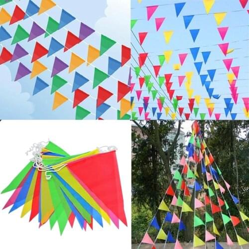 Rainbow Pennant Colorful Hanging Triangle Flags Festival Buntings Wedding Birthday Party Advertising Decorations Holiday Decor