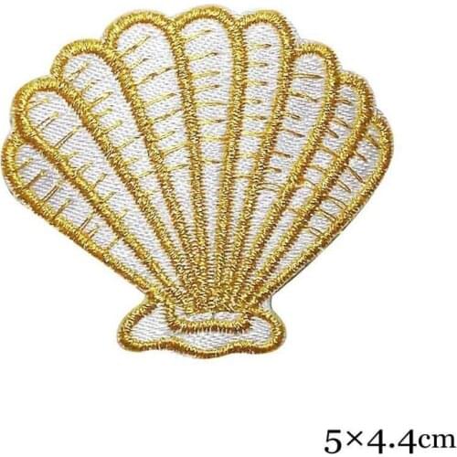 20pcs/lot Embroidery Patch Gold Sea Shell Clothing Decoration Sewing Accessories Diy Iron Heat Transfer Applique