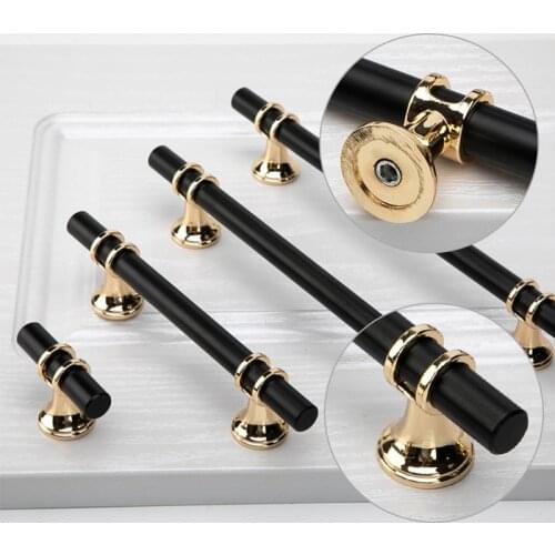 Cabinet Knobs Modern Long Strip Drawer Door Furniture Knobs Black Golden Wardrobe Pulls Bar Handle Home Kitchen Hardware Decor