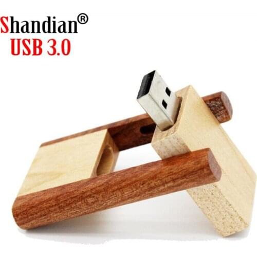 SHANDIAN USB 3.0 free custom logo laser engraving rotatable Wooden usb flash drive pendrive 8GB 16gb 32gb memory stick Gifts