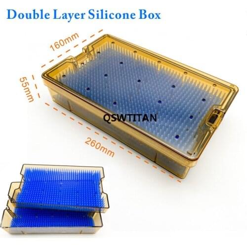 Silicone sterilization tray box Double level dental Disinfection box eye surgical instrument
