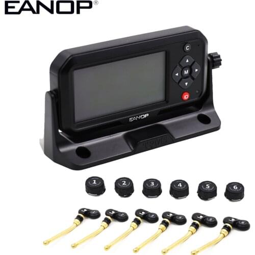 EANOP Truck TPMS Wireless LCD Display Tire Pressure Monitoring System 6pcs External Internal Sensors for 6 to 26 Tires