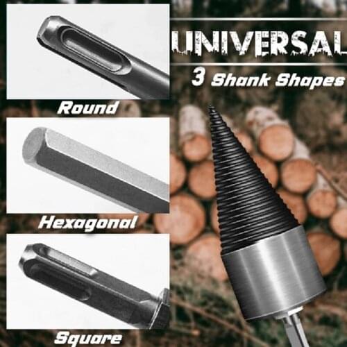 38mm/42mm Firewood Splitter Drill Bit Round/Hex/Triangle Shank Wood Cone Reamer Punch Driver Step Drill Bit Woodworking Tool