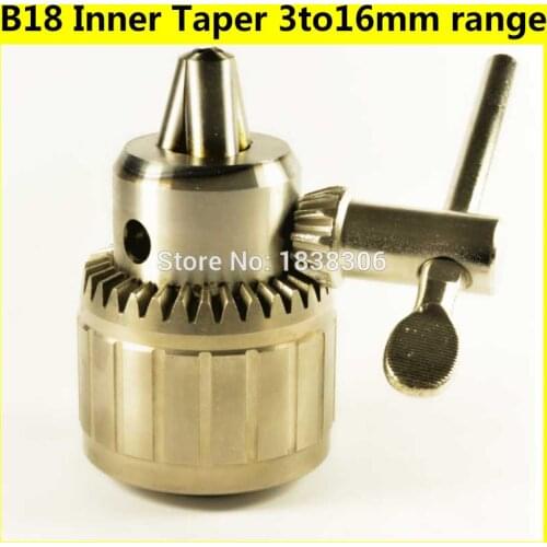 Drill chuck adapter key B10 B12 B16 B18 B22 Taper Mounted Drill Chuck With Chuck Key Drill Bit 3 to 16mm clamp range CNC tools