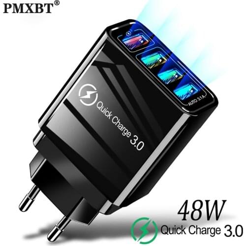 48W Quick Charger QC 3.0 USB Charger for Samsung A50 iPhone 11 Xiaomi mi 9 Tablet 4 Port Fast Wall Charger US EU UK Plug Adapte