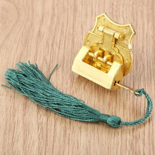 1 Set Gold Zinc Alloy Chinese Old Lock Wooden Box Padlock with Vintage Box Latch Hasp Buckle Clasp and Screws Furniture Hardware