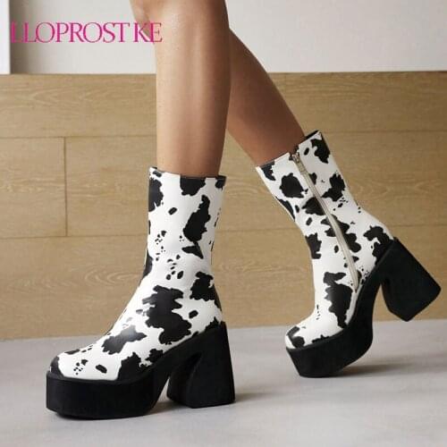 Lloprost ke 2022 Hot Ankle Boots Women Rome Shoes Round Toe Zip Autumn Winter High Heels Platform Boots Women Nightclub Shoes