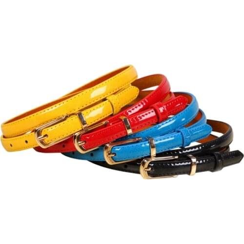 Womens Belts Pin Buckle Candy Color Narrow Section Casual Wild Decoration Belt Female Fashion PU Leather Waistband