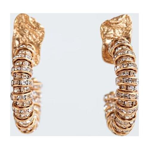 2020 New ZA Gold C Shape Half Circle Drop Earrings Women Jewelry Crystal Rhinestone Retro Statement Indian Ethnic Dangle Earring