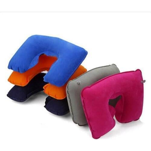 1@#Outdoor Travel Air Pillow Beach Inflatable Cushion Car Head Rest Hiking Inflatable Portable Folding Double Sided Pillow