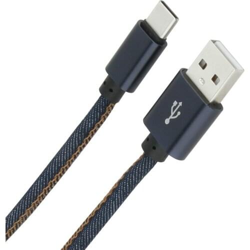 1M Denim Micro USB Cable for iPhone Samsung Android Fast Charging Charger Usb Type C Cables Mobile Phone Cord Wire Data Line