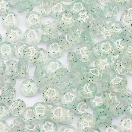 100/200/300/400/500pcs Transparent Starry Sky Acrylic White Pattern Loose Beads For Jewelry Making Handmade Bracelet Accessories