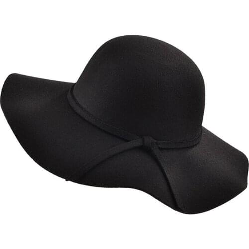 2018 simple Vintage Retro Kids Child Girl Hats Fedora wool Felt Crushable Wide Brim Cloche Floppy Sun Parent-child Beach Cap