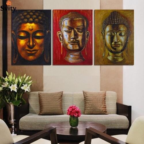 3 Panel Wall Art Religion Buddha Oil Style Painting printed On Canvas room Panels For Home Modern Decoration art print picture