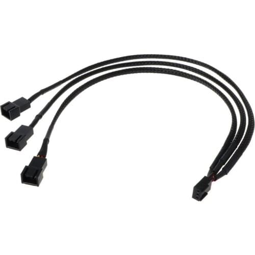 30CM 3Pin Fan PWM 1 to 3 Way Power Supply Extension Cable Y Splitter Port Multiplier PC Computer Cooling 22AWG Wire Accessories
