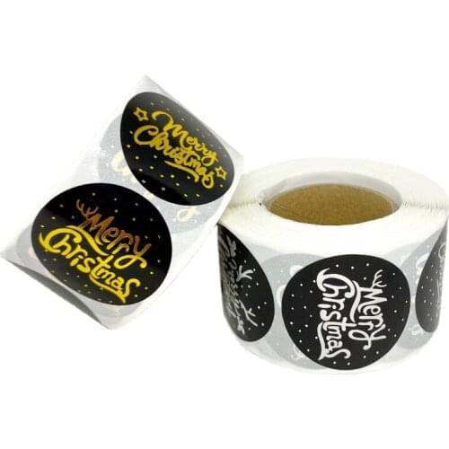 500pcs/roll Merry Christmas Stickers Round Handmade Sticker For Holiday party Children gift Baking DIY decor stationery labels