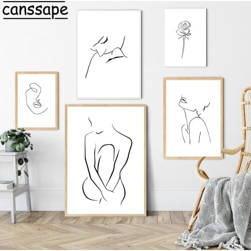 Lines Poster Woman Painting Sketch Wall Art Line Drawing Paintings Modern Art Canvas Nordic Abstract Picture Minimalist Poster