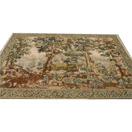 Aubusson French Style Tapestry Brown Fashionable Circular Household Decoration Mat Woven Tapestry Handbag