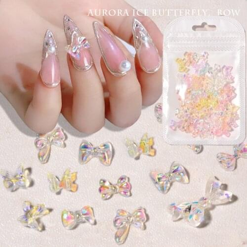 Aurora Color Crystal Rhinestone Nail Sticker Jewelry Nail Art Bow Mixed Symphony Transparent Rhinestone Manicure Nail Decoration