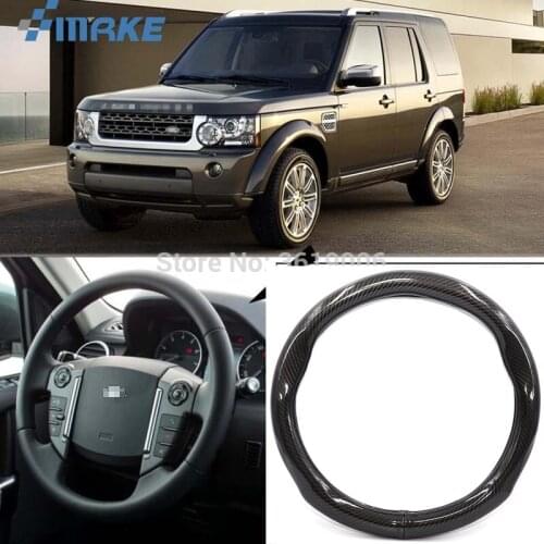 SmRKE Car Accessories For Land Rover Discovery 4 Black Carbon Fiber Leather Steering Wheel Cover Sport Racing Car Styling