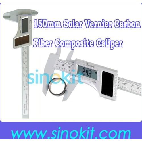 Free Shipping 150mm Solar Electronic Measuring Tool LCD Vernier Carbon Fiber Composite Digital Caliper STDJT-1201