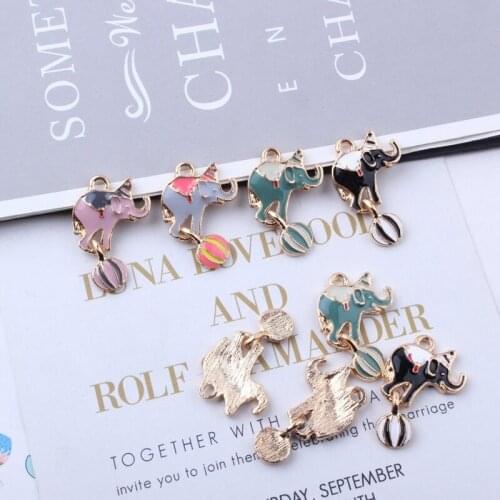 Circus Play Ball Elephant Pendant Enamel Delicate Animal Charms DIY Accessories Jewelry Making For Handmade Necklace 50pcs/lot